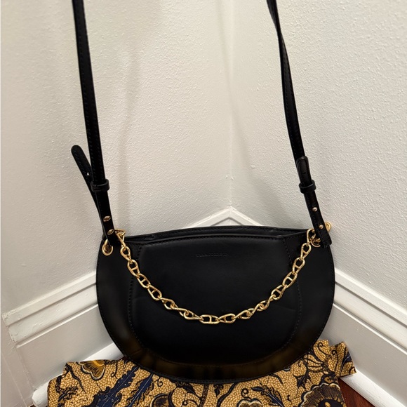 Ulla Johnson Handbags - Black Leather Shoulder Bag with Gold Chain